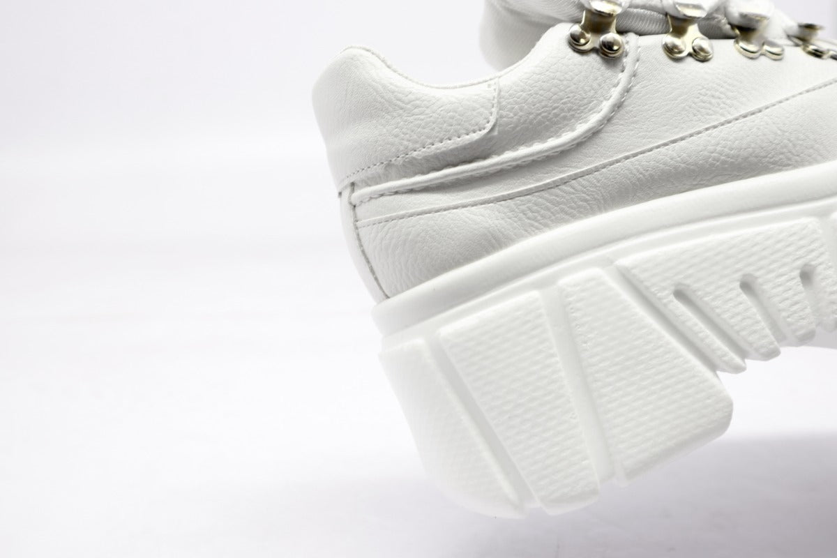 Women's Chunky Platform Tennis Set White + Laces + Cushioned Insoles